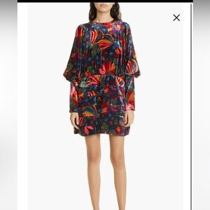 FARM RIO- Banana Sky Long Sleeve Velvet Dress